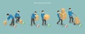 3D Isometric Flat Vector Conceptual Illustration of How To Carry Heavy Goods