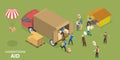 3D Isometric Flat Vector Conceptual Illustration of Humanitarian Aid