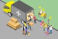 3D Isometric Flat Vector Conceptual Illustration of Humanitarian Aid