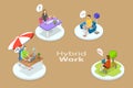 3D Isometric Flat Vector Conceptual Illustration of Hybrid Work Royalty Free Stock Photo