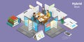 3D Isometric Flat Vector Conceptual Illustration of Hybrid Work Royalty Free Stock Photo