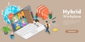 3D Isometric Flat Vector Conceptual Illustration of Hybrid Workplace Royalty Free Stock Photo