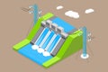 3D Isometric Flat Vector Conceptual Illustration of Hydroelectricity Royalty Free Stock Photo