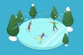 3D Isometric Flat Vector Conceptual Illustration of Ice Rink