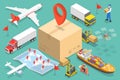 3D Isometric Flat Vector Conceptual Illustration of International Cargo Delivery Royalty Free Stock Photo