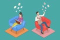 3D Isometric Flat Vector Conceptual Illustration of Introvert Vs Extravert