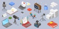 3D Isometric Flat Vector Conceptual Illustration of Journalism