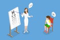 3D Isometric Flat Vector Conceptual Illustration of Kids Myopia