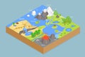 3D Isometric Flat Vector Conceptual Illustration of Landforms