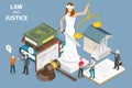 3D Isometric Flat Vector Conceptual Illustration of Law And Justice