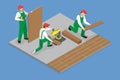 3D Isometric Flat Vector Conceptual Illustration of Laying Floor Parquet Tile