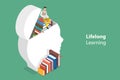 3D Isometric Flat Vector Conceptual Illustration of Lifelong Learning