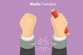 3D Isometric Flat Vector Conceptual Illustration of Media Freedom Royalty Free Stock Photo