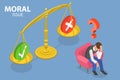 3D Isometric Flat Vector Conceptual Illustration of Moral Issue, Ethical Dilemma