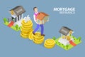 3D Isometric Flat Vector Conceptual Illustration of Mortgage Refinance Royalty Free Stock Photo