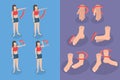 3D Isometric Flat Vector Conceptual Illustration of Muscular Motion