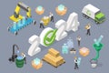 3D Isometric Flat Vector Conceptual Illustration of New Year 2024 And Plastics Recycling Royalty Free Stock Photo