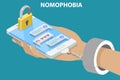 3D Isometric Flat Vector Conceptual Illustration of Nomophobia