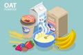 3D Isometric Flat Vector Conceptual Illustration of Oat Porridge Royalty Free Stock Photo