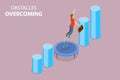 3D Isometric Flat Vector Conceptual Illustration of Obstacles Overcoming Royalty Free Stock Photo