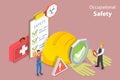 3D Isometric Flat Vector Conceptual Illustration of Occupational Safety