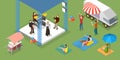 3D Isometric Flat Vector Conceptual Illustration of Outdoor Music Festival