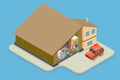 3D Isometric Flat Vector Conceptual Illustration of Overfilled Garage