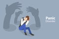 3D Isometric Flat Vector Conceptual Illustration of Panic Disorder