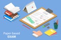 3D Isometric Flat Vector Conceptual Illustration of Paper Based Exam Royalty Free Stock Photo