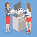 3D Isometric Flat Vector Conceptual Illustration of Paperwork With Printer