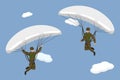 3D Isometric Flat Vector Conceptual Illustration of Paratroopers