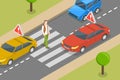 3D Isometric Flat Vector Conceptual Illustration of Pedestrian Crossing Royalty Free Stock Photo