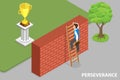 3D Isometric Flat Vector Conceptual Illustration of Perseverance, Effort and Ambitions