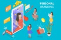 3D Isometric Flat Vector Conceptual Illustration of Personal Branding Royalty Free Stock Photo
