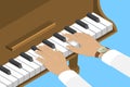 3D Isometric Flat Vector Conceptual Illustration of Piano Player