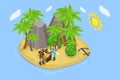 3D Isometric Flat Vector Conceptual Illustration of Pirate Treasure Island Royalty Free Stock Photo