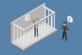 3D Isometric Flat Vector Conceptual Illustration of Prison Royalty Free Stock Photo