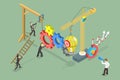 3D Isometric Flat Vector Conceptual Illustration of Project Execution