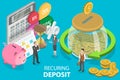 3D Isometric Flat Vector Conceptual Illustration of Recurring Deposit Account. Royalty Free Stock Photo