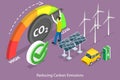 3D Isometric Flat Vector Conceptual Illustration of Reducing Carbon Emissions