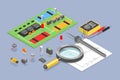 3D Isometric Flat Vector Conceptual Illustration of Repair Of Electronic Equipment Royalty Free Stock Photo