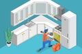 3D Isometric Flat Vector Conceptual Illustration of Repairman