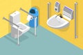 3D Isometric Flat Vector Conceptual Illustration of Restroom For Disabled People