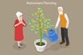 3D Isometric Flat Vector Conceptual Illustration of Retirement Planning