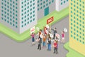 3D Isometric Flat Vector Conceptual Illustration of Revolution or Demonstration