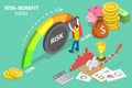 3D Isometric Flat Vector Conceptual Illustration of Risk-Benefit Ratio