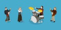 3D Isometric Flat Vector Conceptual Illustration of Rock Music Band