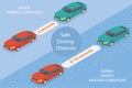 3D Isometric Flat Vector Conceptual Illustration of Safe Driving Distance Royalty Free Stock Photo