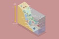 3D Isometric Flat Vector Conceptual Illustration of Scheme With Spray And Tidal Zones Axis