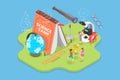 3D Isometric Flat Vector Conceptual Illustration of Science Camp Royalty Free Stock Photo